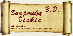 Borjanka Diskić vizit kartica